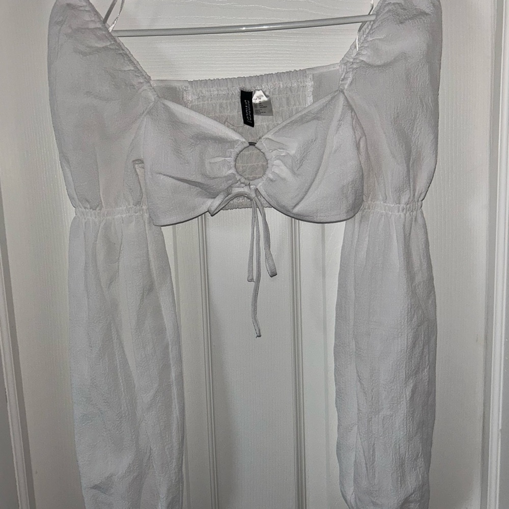 White Long Sleeve Crop Top